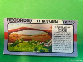 Colecionismo Cromos antigos: Cromo BIMBO. Records. La naturaleza Nº40. El puente natural mas largo del mundo. tdkc1
